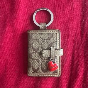 Coach Metallic Brown Key Holder with Red Heart Charm